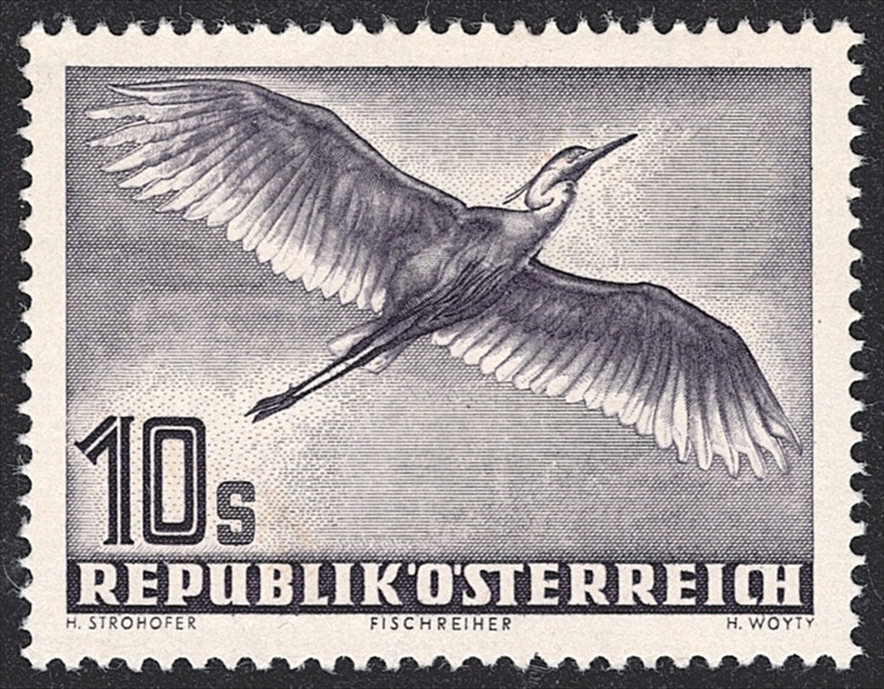Österreich, Nr.987, 10S.,Flugpost, Graureiher