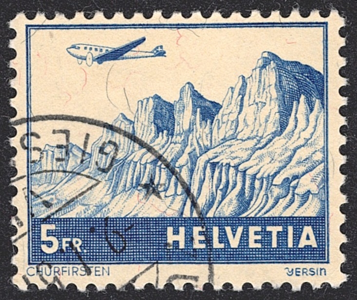 Schweiz, Flugpost, Nr.34, 1941, Churfirsten, Eckstempel