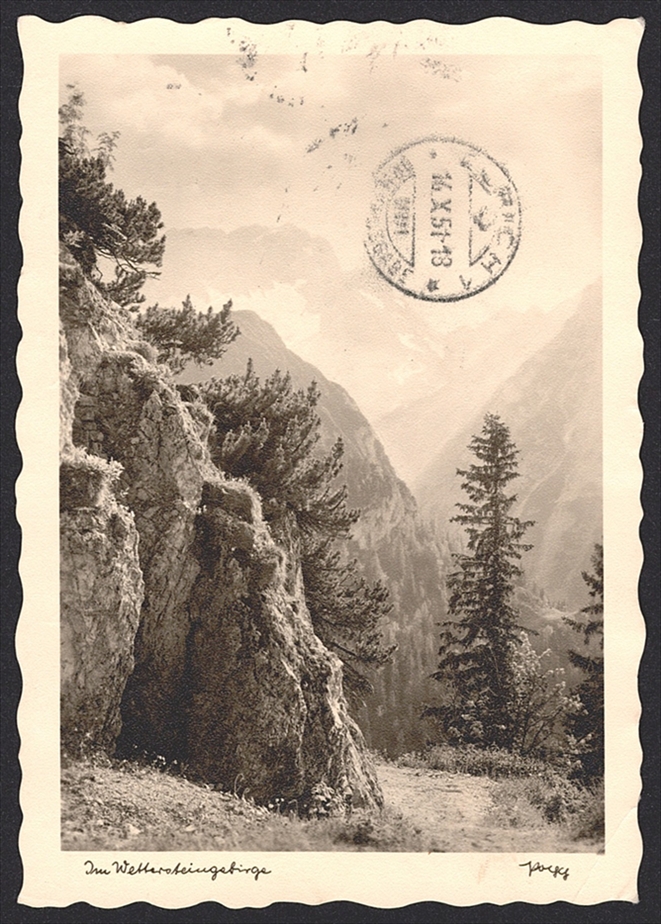 Deutschland, BRD 1951 Nr. 139/40 und 141/42 auf Ansichtskarte "Wettersteingebirge" in die Schweiz – Bild 2