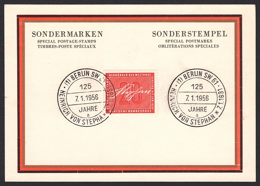 Deutschland, BRD 1956 Nr. 227 auf Karte - FDC 2 - Stempel "Berlin SW 61"