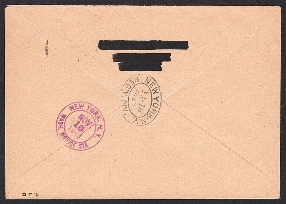 Deutschland, Berlin 1948 Serie Nr. 1/20 "sog. Schwarzaufdrucke" auf 2 Briefen in die USA mit Ankunftsstempel – Bild 3