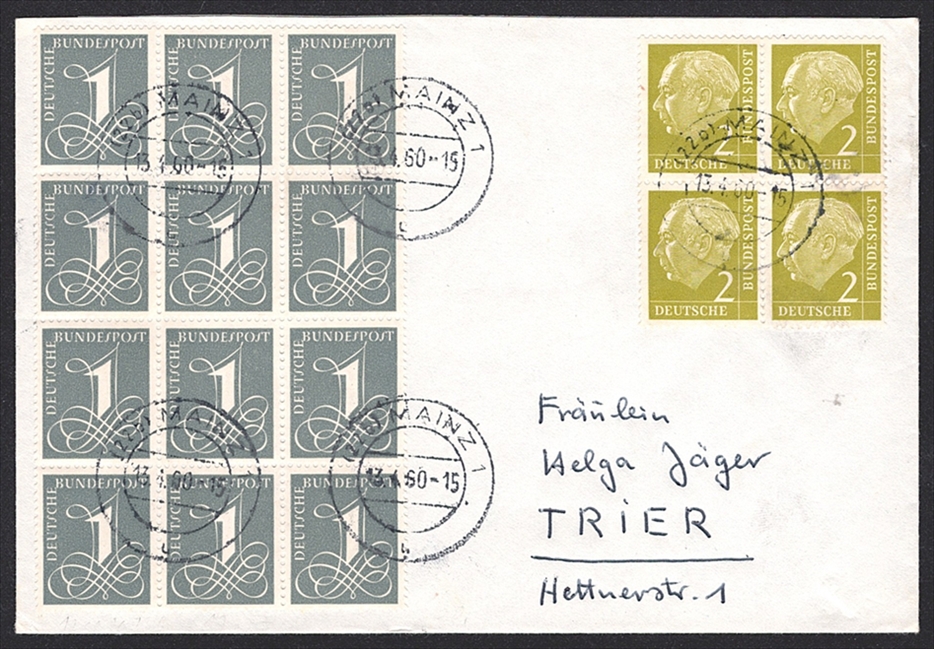 Deutschland, Bundesrepublik, Nr.177/226, ungewöhnliche Mehrfach/Mischfrankatur, waagrechtes Paar Nr.177