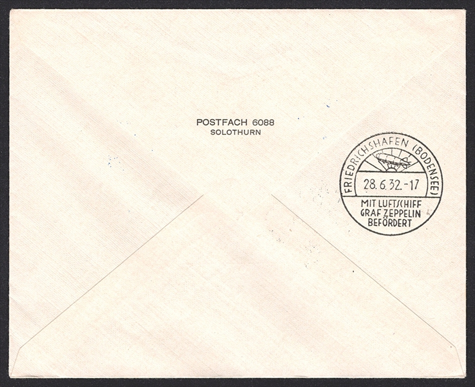 Liechtenstein, Zeppelin, 1932, 250. Fahrt, von Vaduz nach Friedrichshafen, gewöhnlicher Brief, Mi.-Nr.113 Markenbild verschoben – Bild 2