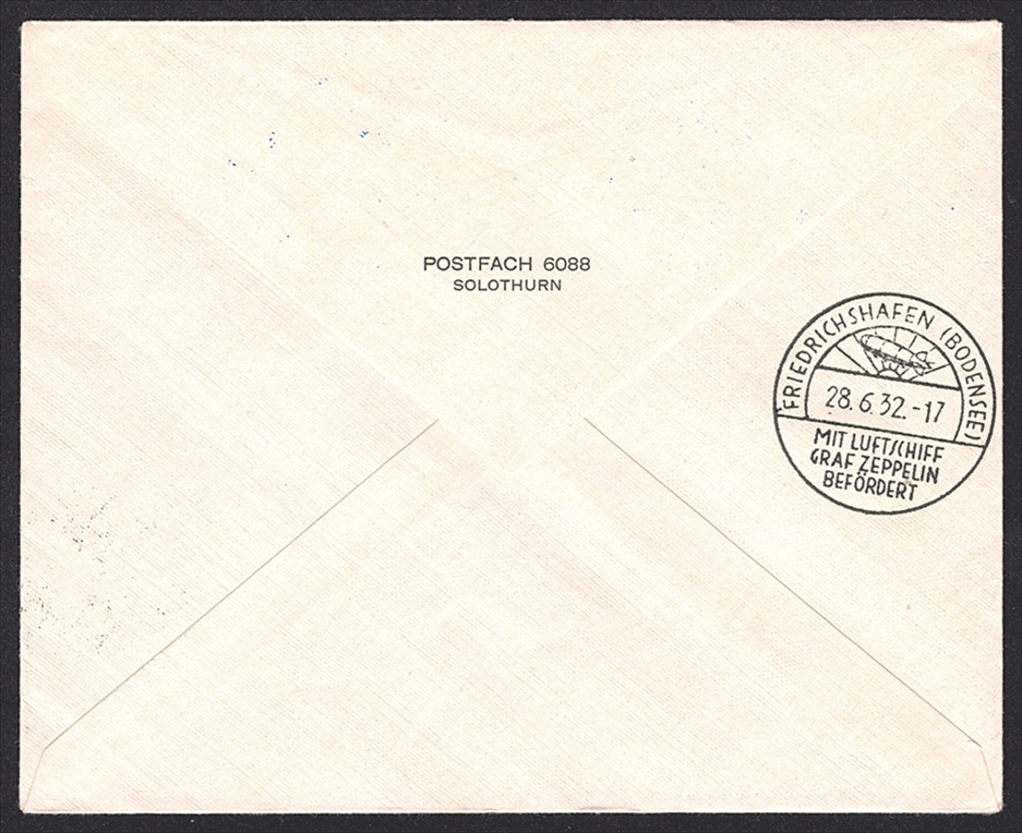 Liechtenstein, Zeppelin, 1932, 250. Fahrt, von Vaduz nach Friedrichshafen, gewöhnlicher Brief, frankiert mit Nr.104A, 102C, 103A – Bild 2