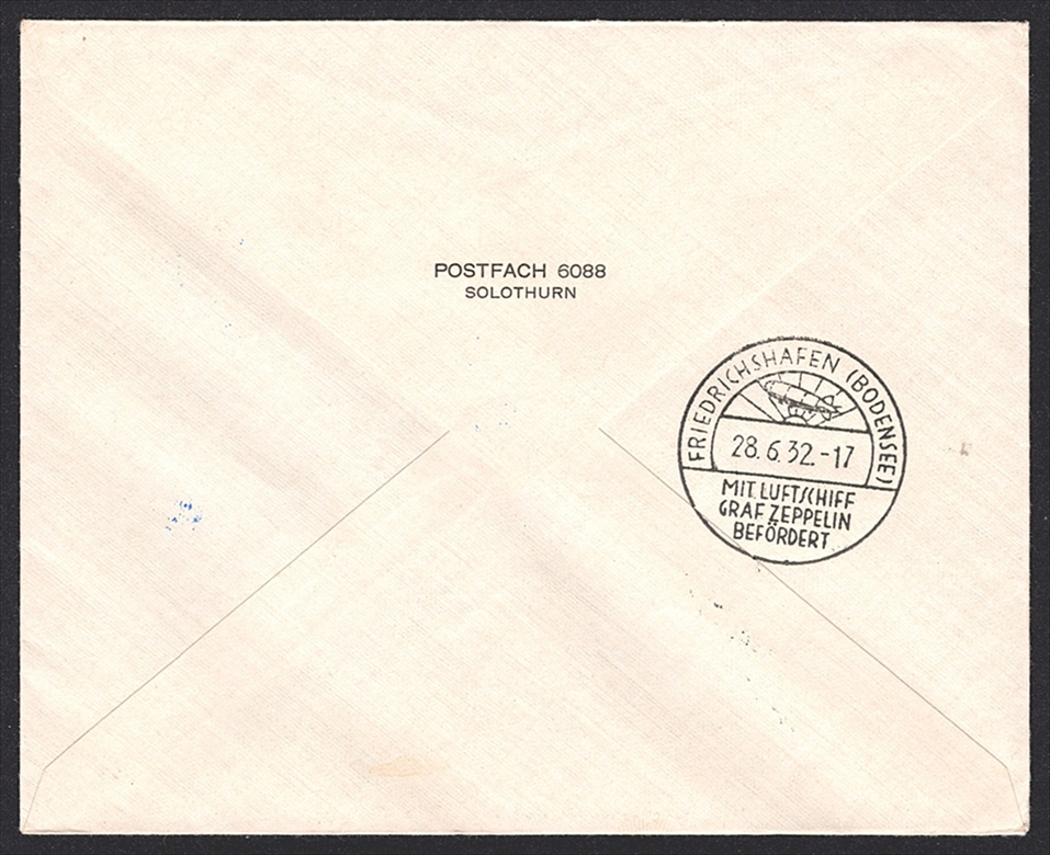 Liechtenstein, Zeppelin, 1932, 250. Fahrt, von Vaduz nach Friedrichshafen, gewöhnlicher Brief, frankiert mit Nr.96B, 97B, 98B, 106B – Bild 2