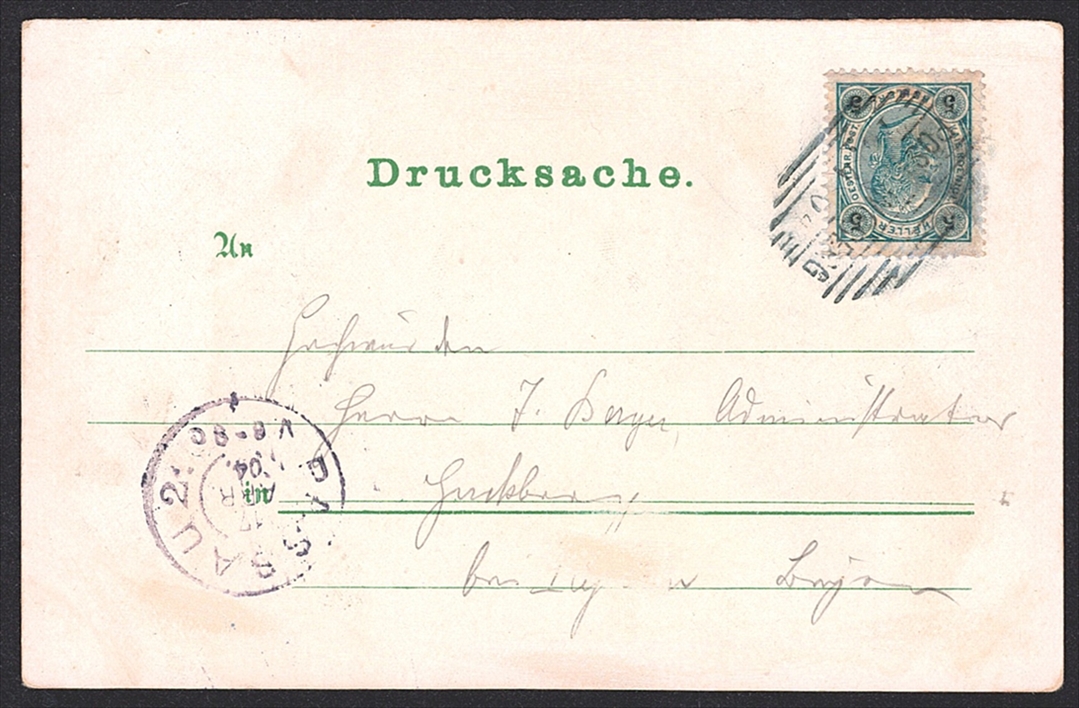 Lithographien, Österreich, Gruss vom PÖSTLINGBERG b. LINZ a.d. DONAU, 4 Bilder, 1904 – Bild 2