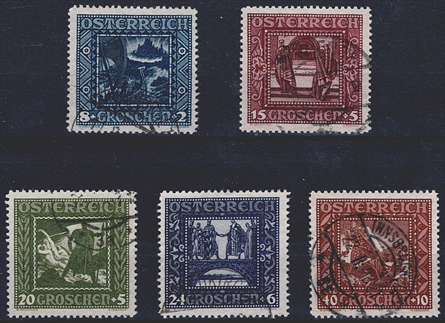 Österreich 1926 - Serie ANK Nr. 489/93 II "Motive der Nibelungensage" - gestempelt