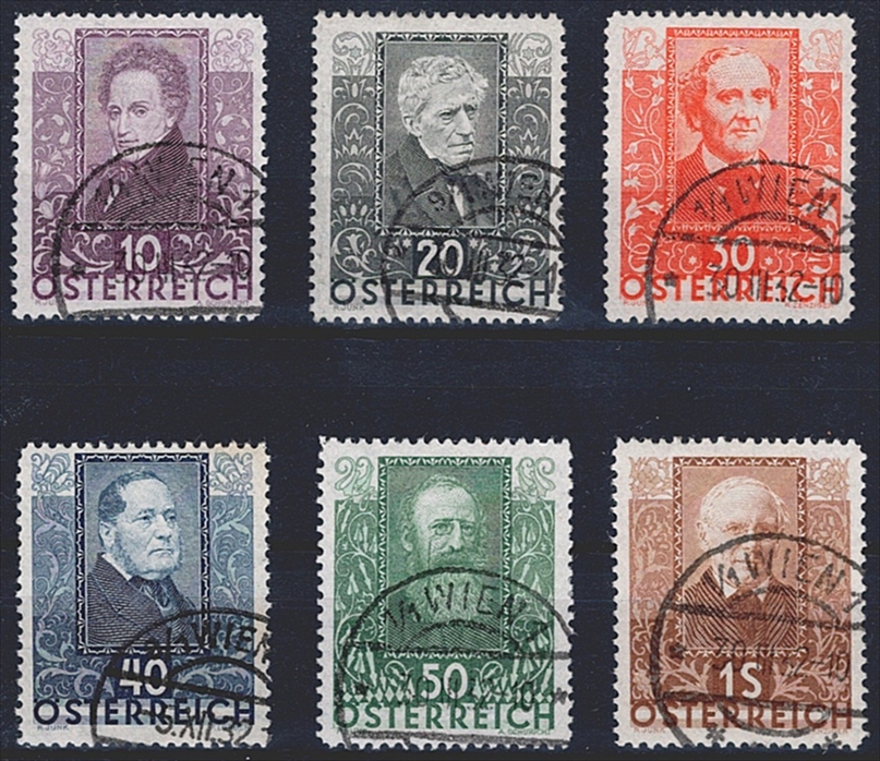 Österreich 1931 - Serie ANK Nr. 524/529 "Österreichische Dichter" sauber gestempelt