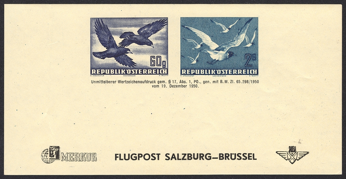 Österreich 1950/53 - ANK Nr. 967 und 969 - Flugpost Adresszettel