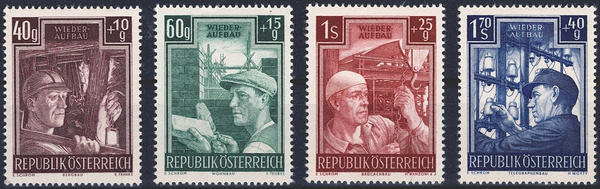 Österreich 1951 - Serie ANK Nr. 977/80 "Wiederaufbau II" postfrisch **