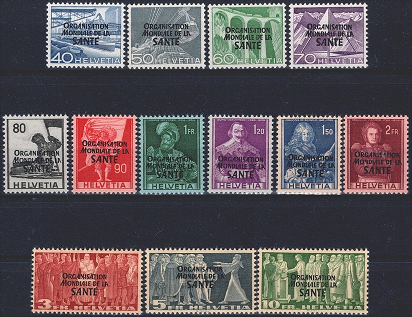 Schweiz, Dienstmarken, DVI, ORGANISATION MONDIALE DE LA SANTE, Nr.6-25, komplette Serien – Bild 2