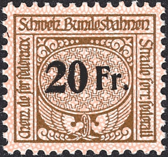 Schweiz, Eisenbahnmarken, Nr.70x, 20Fr.