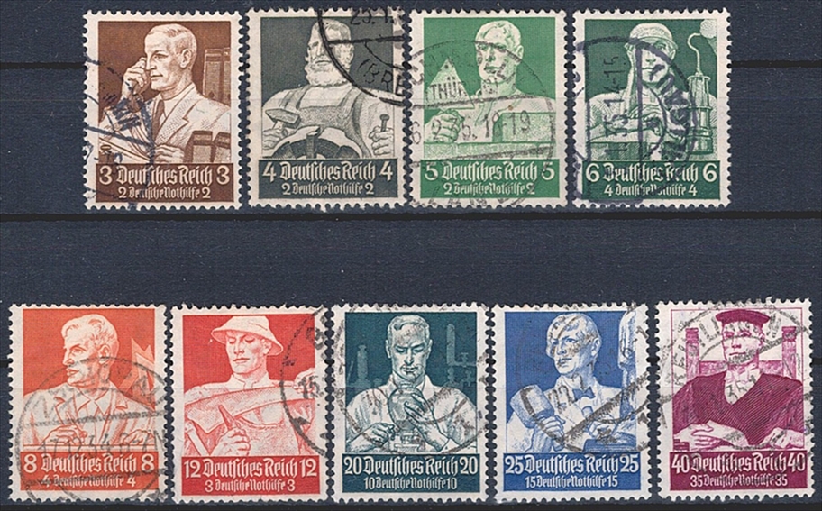 Deutschland, Deutsches Reich, Nothilfe, 1934, Nr.556-564, komplette Serie, gestempelt