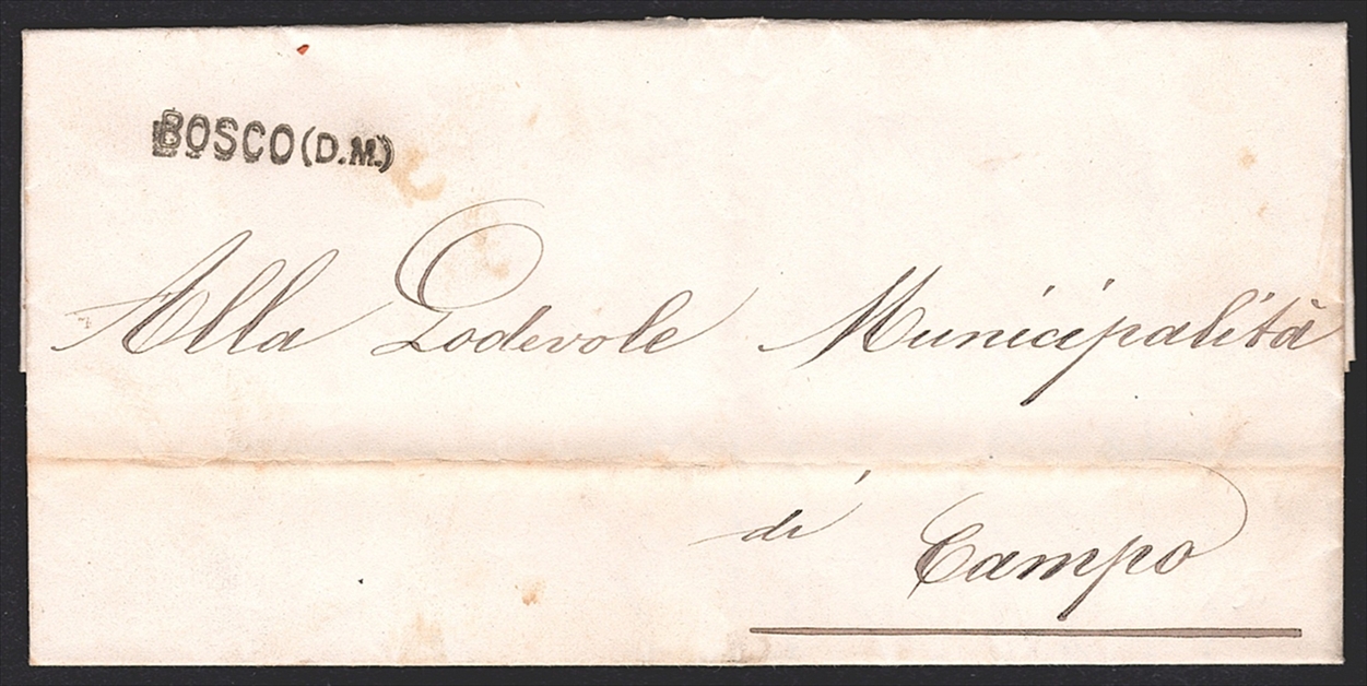 Schweiz, Abstempelungen, Postgeschichte, Faltbrief, BOSCO (D.M.), nach Campo