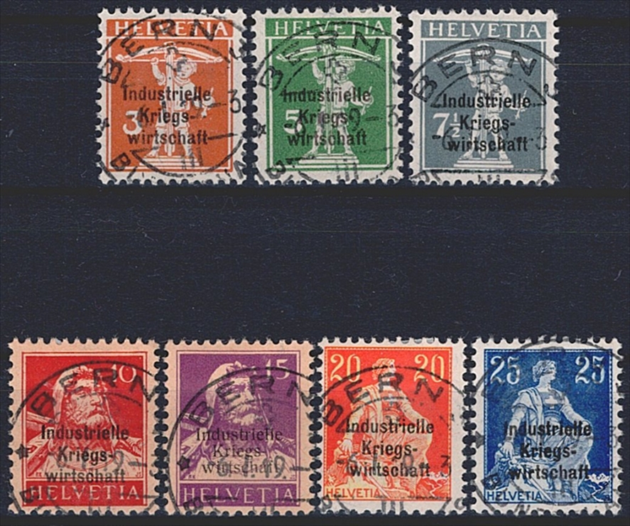 Schweiz, Ämter, IKW, Nr.5/9-14, dünner, resp. dicker Aufdruck, 7 Werte, fast Vollstempel BERN, SBPV Attest Disteli 2026