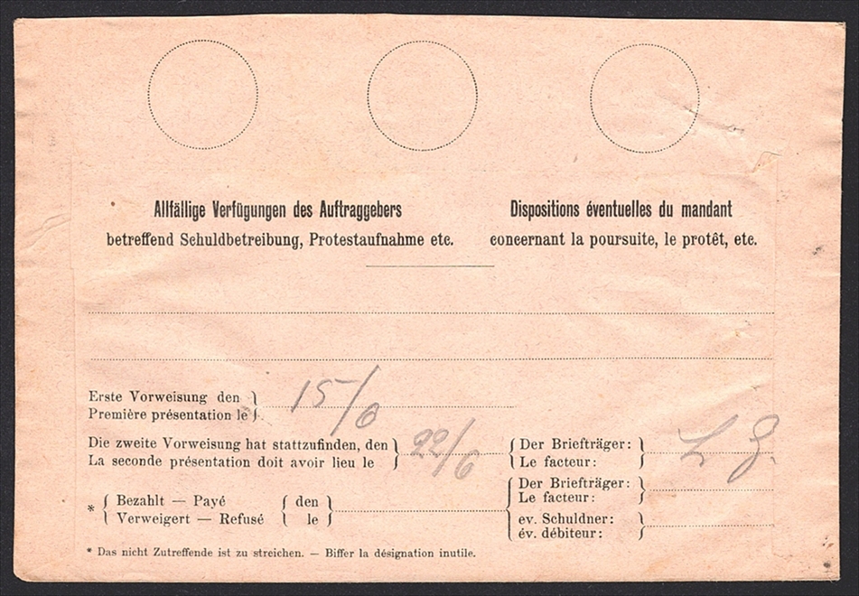 Schweiz, Stehende Helvetia, Nr.68E, auf Einzugsmandat, gestempelt KÜSSNACHT – Bild 2