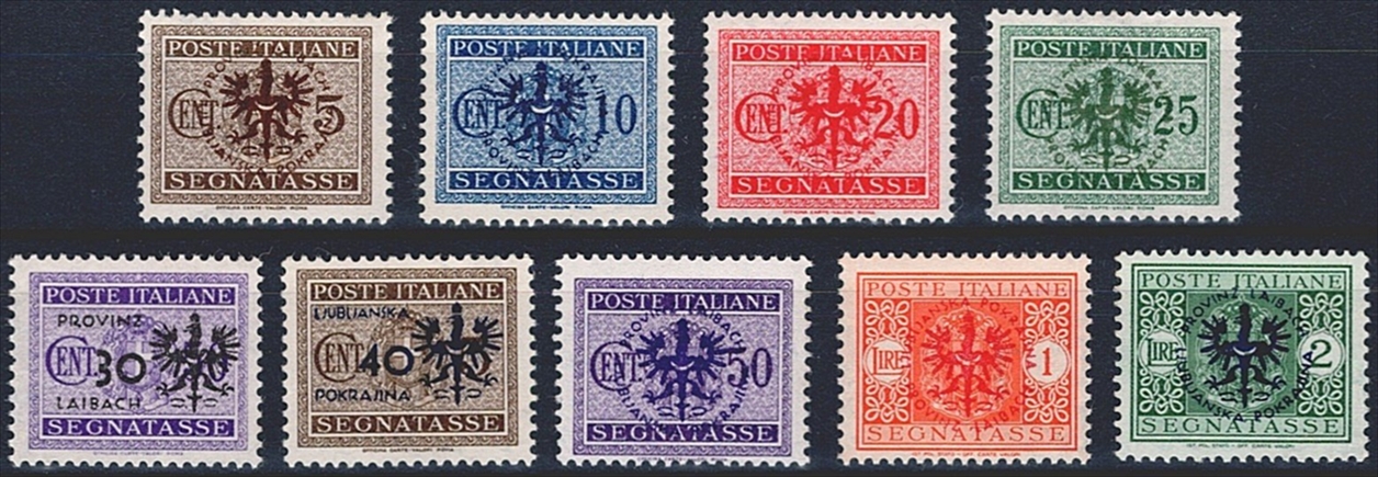Italienische Portomarken mit Aufdruck „Provinz Laibach“ – Serie Mi. Nr. 1 bis 9 postfrisch **