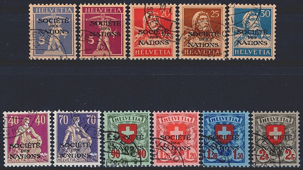 Schweiz, Ämter, SDN, Nr.16-26, komplette Serie, 11 Werte, Eckstempel