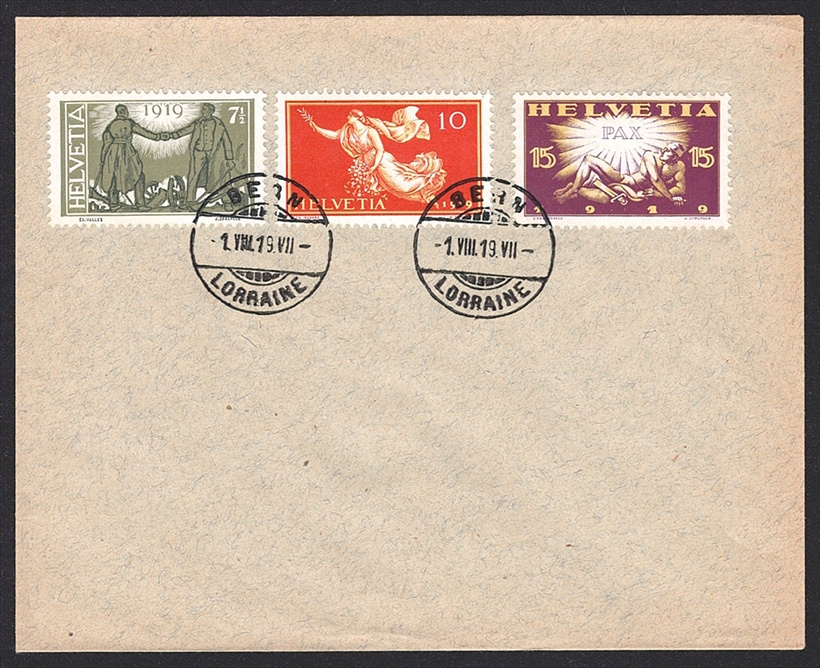 Schweiz, FDC, Freimarken, Friedensmarken, Nr.143-145, unadressierter FDC