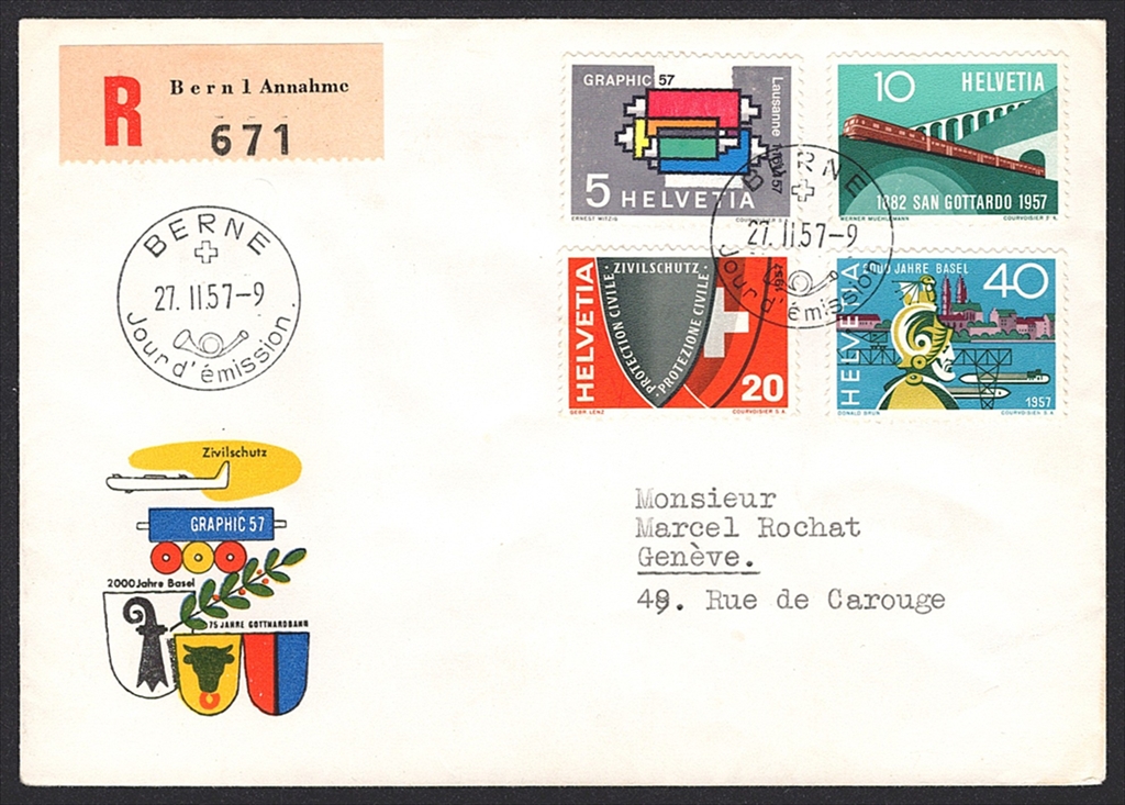 Schweiz, FDC, Freimarken, Nr.328-331, illustriert, ET-Stempel BERNE f, R- FDC