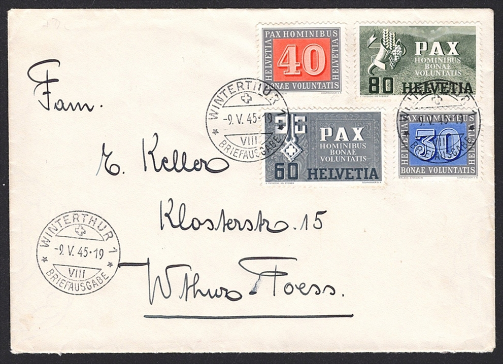 Schweiz, FDC, Freimarken, PAX, Nr.268/269+, Teilserie, WINTERTHUR