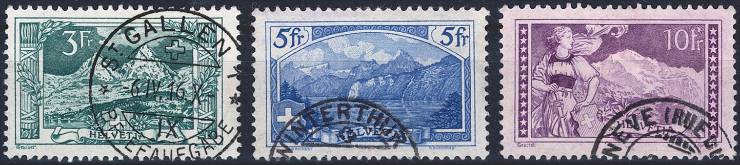 Schweiz, Freimarken, Gebirgslandschaften, Nr.129-131, gestempelt