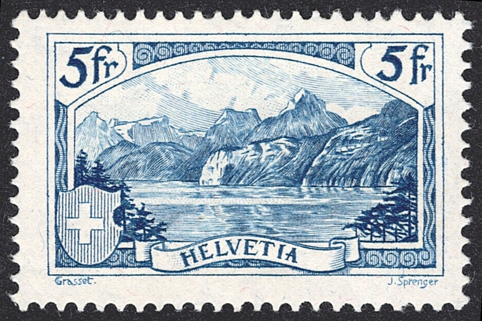 Schweiz, Freimarken, Gebirgslandschaften, Nr.178, 5Fr.blau