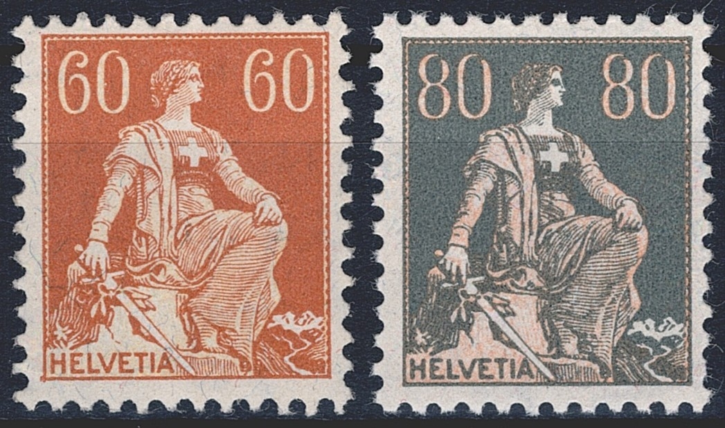 Schweiz, Freimarken, Helvetia mit Schwert, Nr.140-141