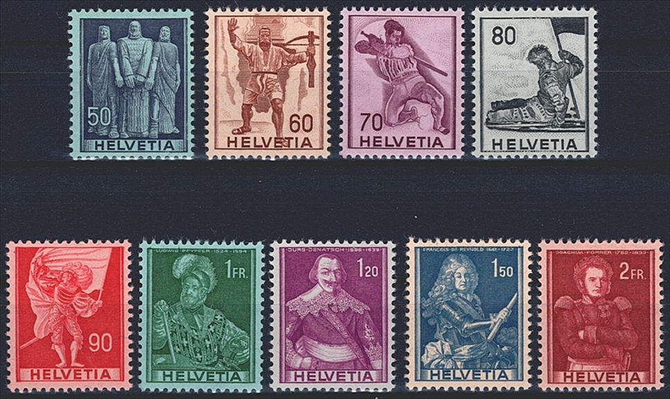 Schweiz, Freimarken, Historische Bilder, Nr.243-251, komplette Serie
