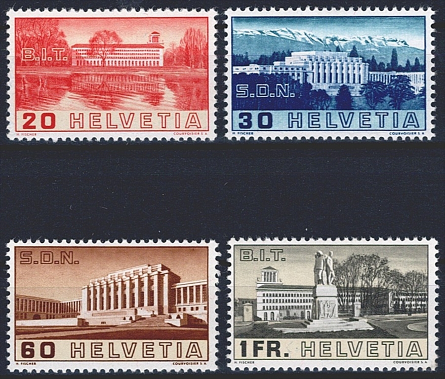 Schweiz, Freimarken, Völkerbund, Nr.211-214, komplette Serie