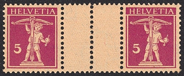 Schweiz, Zwischenstege, Nr.S36, 5+5Rp., rotlila