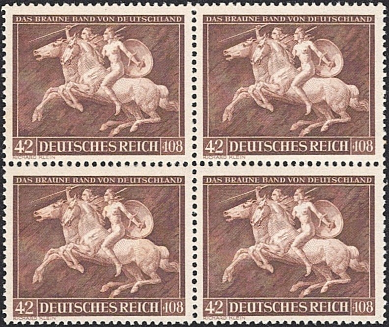 Deutschland, Deutsches Reich, Nr.780, Das braune Band, im Viererblock