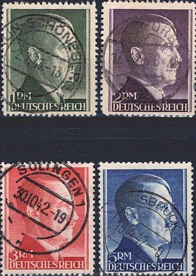 Deutschland, Deutsches Reich, Nr.799A-802A, Freimarken, Zä 12 1/2, komplette Serie, sauber gestempelt