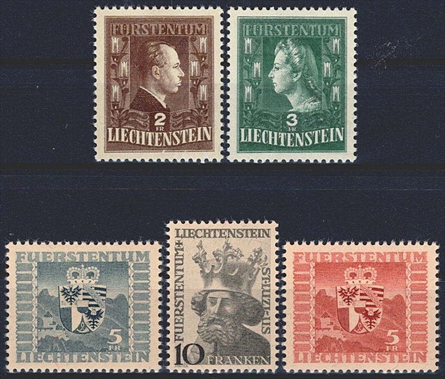 Liechtenstein, Nr.202-206, Freimarken hohe Werte, komplette Serie