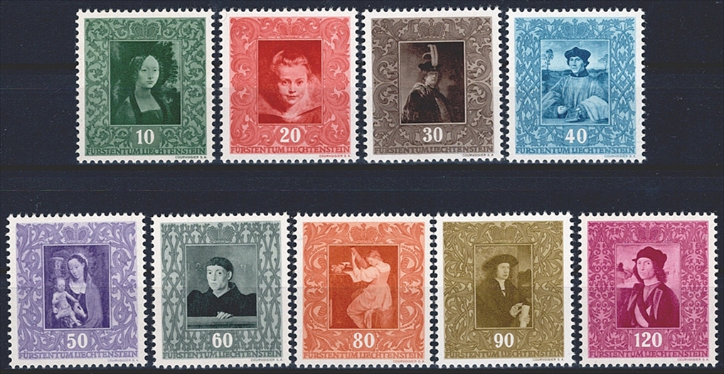 Liechtenstein, Nr.217-225,Gemälde, komplette Serie