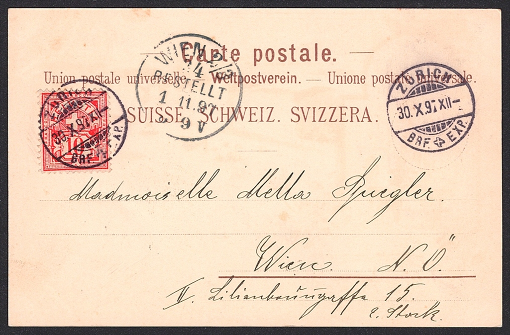 Lithographien, Schweiz, Gruss aus ZÜRICH, 3 Bilder, Farblitho, 1897 – Bild 2