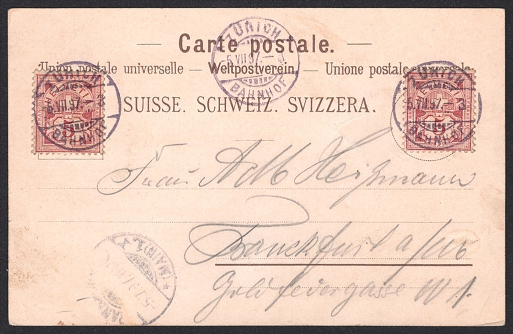 Lithographien, Schweiz, Gruss aus ZÜRICH, 3 Bilder, Farblitho, 1897 – Bild 2