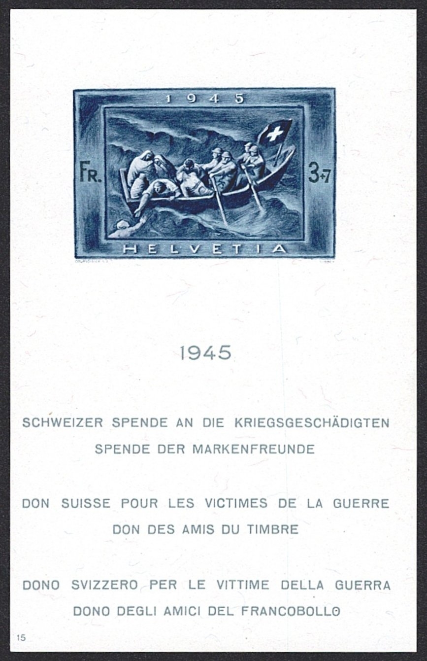 Schweiz, Zuschlagsausgaben, Nr.21, Spendeblock (Nr.15)