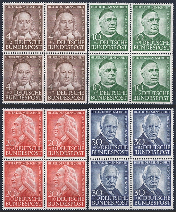 Deutschland, BRD, Nr.173-176, Wohlfahrt, komplette Serie, im Viererblock