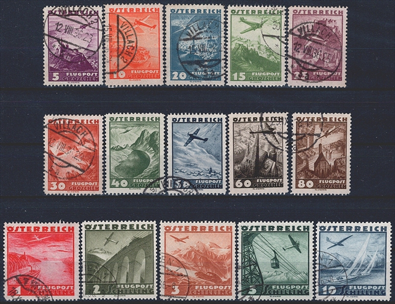 Österreich, Nr.598-612, Flugzeuge, komplette Serie