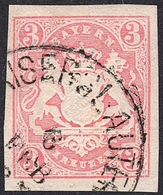 Deutschland, Altdeutschland, Bayern, Nr.15, 3Kr., KAISERSLAUTERN