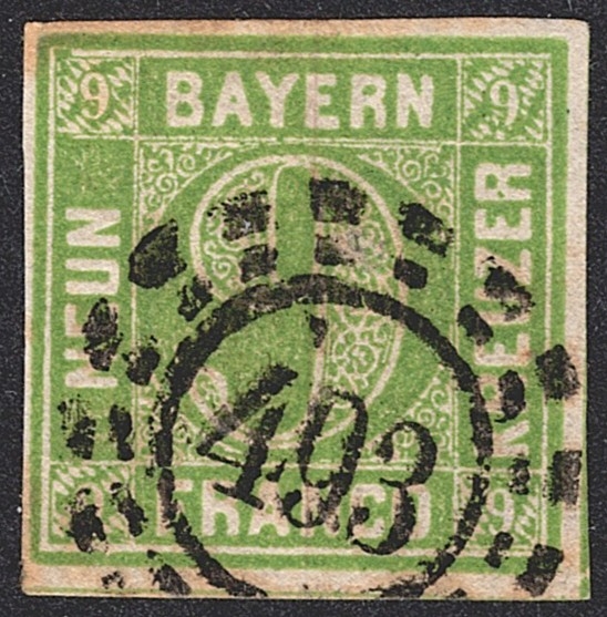 Deutschland, Altdeutschland, Bayern, Nr.5lll, 9Kr., Mühlradstempel 493
