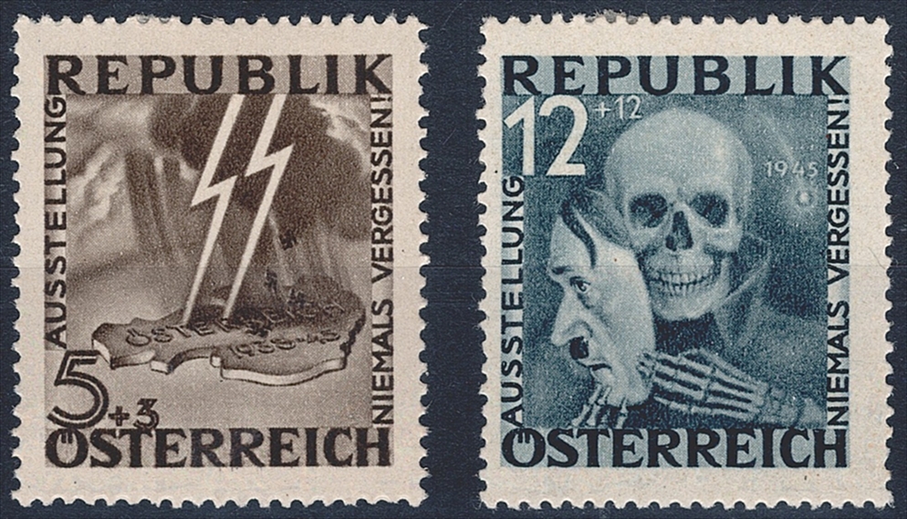 Österreich 1946 ANK Nr. (13) bis (14) „Blitz-Totenmaske“ postfrisch * mit Falz