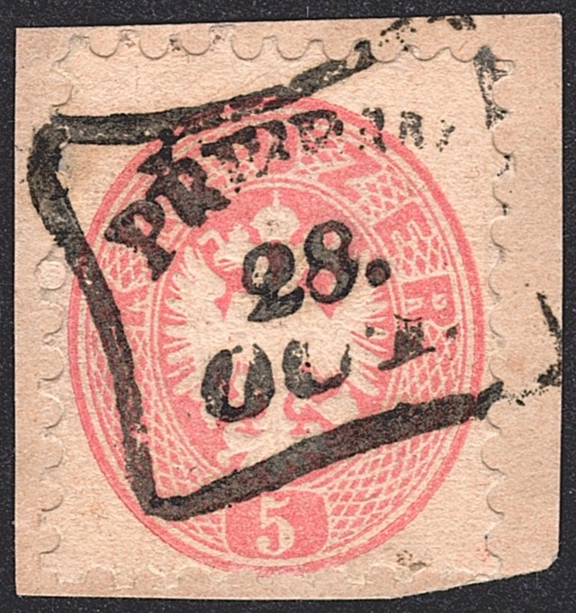 Österreich Kaisertum 1863/64 - 5 Kreuzer ANK Nr. 32 gestempelt "PRIBRAM - PRZIBRAM"