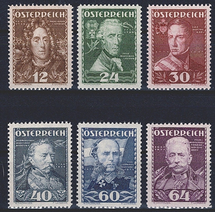 Österreich, Nr.617-622, Wohlfahrt, komplette Serie