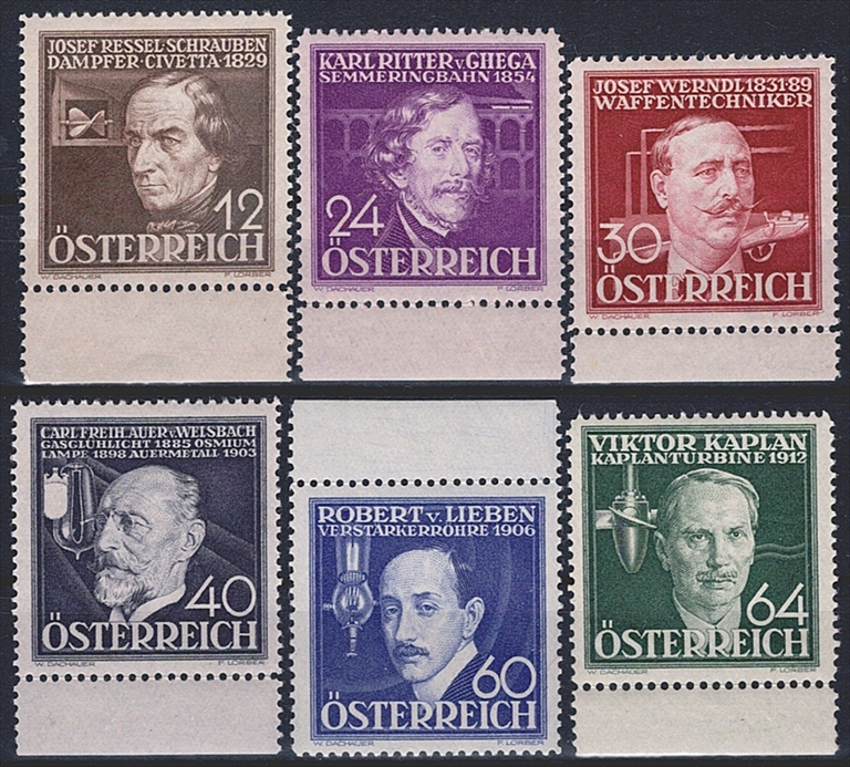 Österreich, Nr.632-637, Wohlfahrt, komplette Serie, Bogenrand