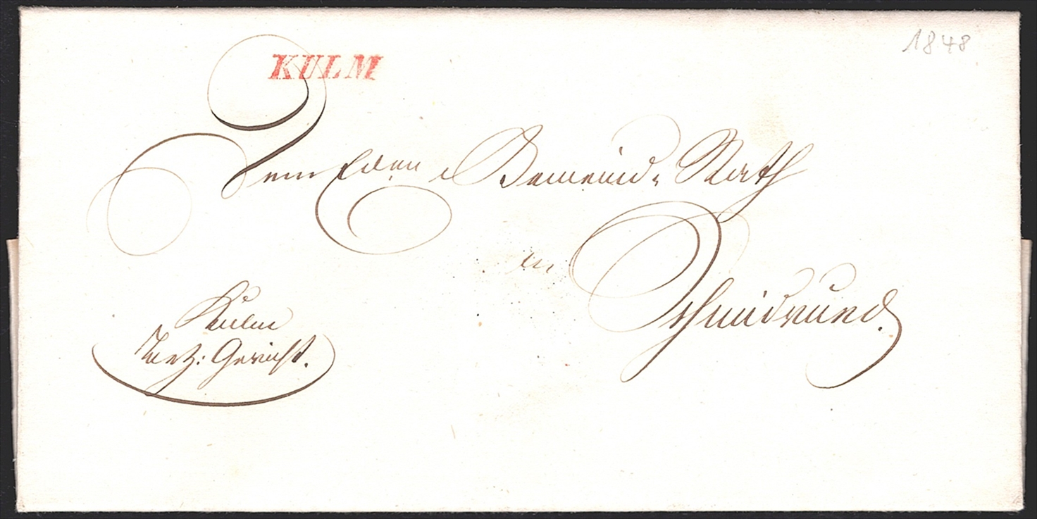 Schweiz, Abstempelungen, Kanton Aargau, KULM. rot, Wi.2189, amtlicher Faltbrief nach Schmidrued