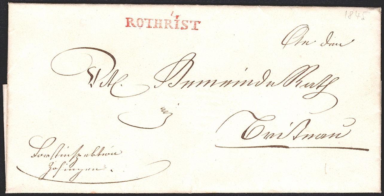 Schweiz, Abstempelungen, Kanton Aargau, ROTHRIST rot, Wi.2299, amtlicher Faltbrief nach Brittnau