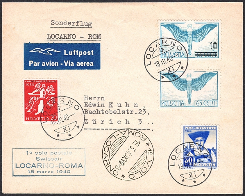 Schweiz, Erstflüge, Locarno-Rom, RF 40.1a