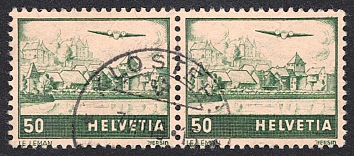 Schweiz, Flugpost, Abarten, Nr.29.2.02, weisses Dach, waagrechtes Paar, KLOSTERS